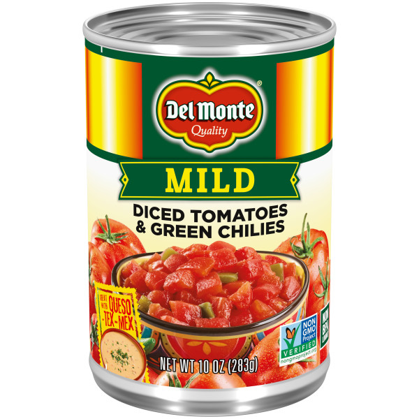 Petite Diced Tomatoes with Zesty Mild Green Chilies | Del Monte®